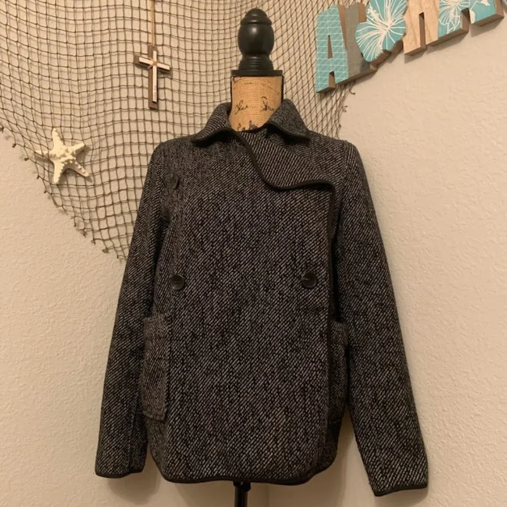 Lucky Brand Drape Wool Blend Herringbone Jacket Size Small - Picture 2 of 6